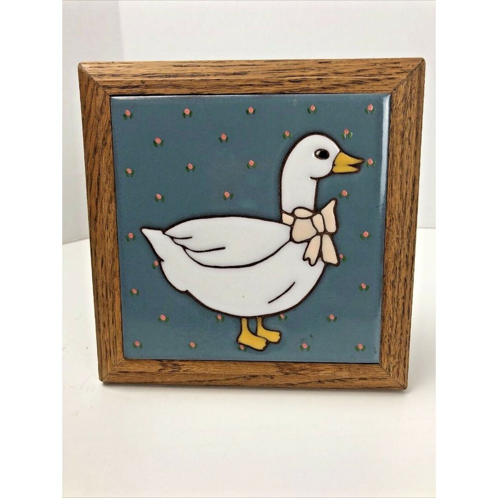 Siegel Arts Vintage Hand Painted Duck Tile Trivet Or Wall Decor 7.5"x7.5"